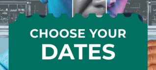 Outline of a ticket stub with "Choose Your Dates" in text.