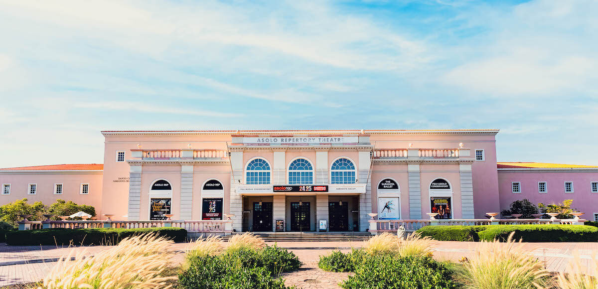 The front exterior of the Asolo Repertory Theater building.