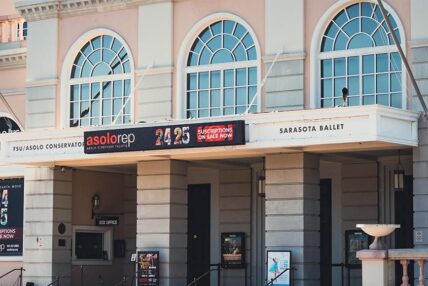 The entrance of the Asolo Rep Theatre building.