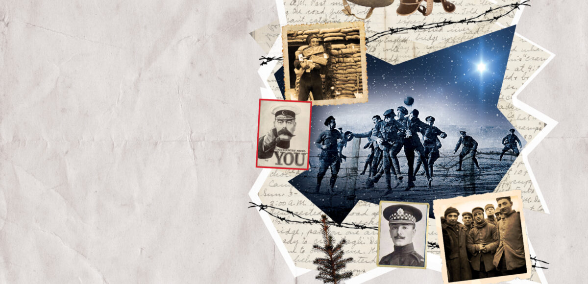 Show artwork for the Asolo Rep's production of All is Calm featuring war scenes and soldiers.