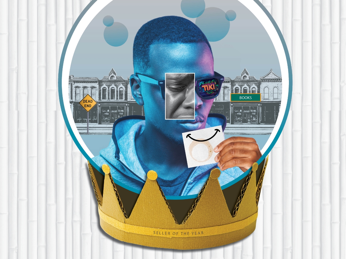 Show artwork for Asolo Rep's production of Primary Trust, featuring a man in front of a strip mall.