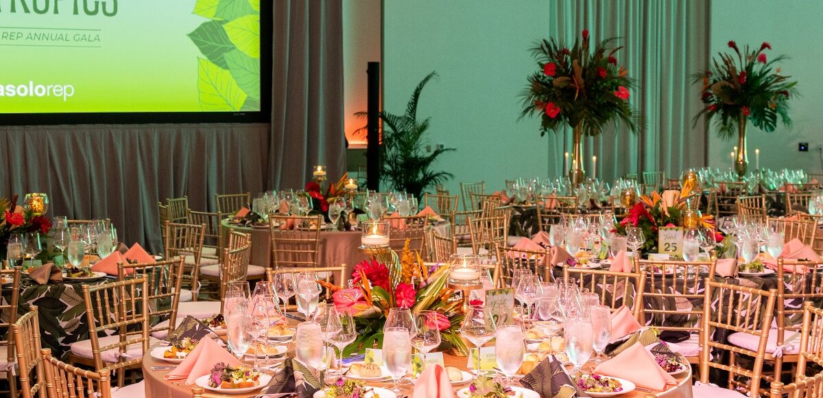 Decorated tables for Asolo Rep's annual gala.