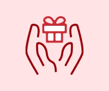 An icon of hands holding a gift box.