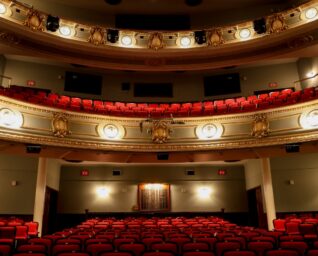 Asolo theatre seating as seen from the stage point of view showing floor and lower balcony seats