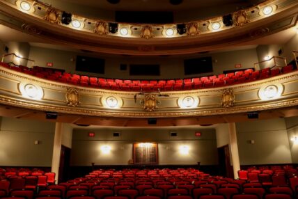 Asolo theatre seating as seen from the stage point of view showing floor and lower balcony seats